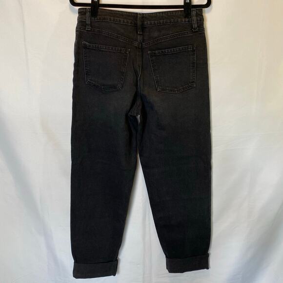 Express Women's Size 6 Relaxed Tapered Mid Rise Black Denim Jeans Cotton - Picture 4 of 11
